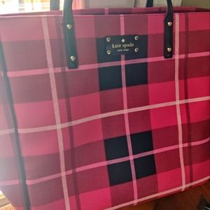 Kate Spade Authentic Plaid Snapdragon Pink Tote